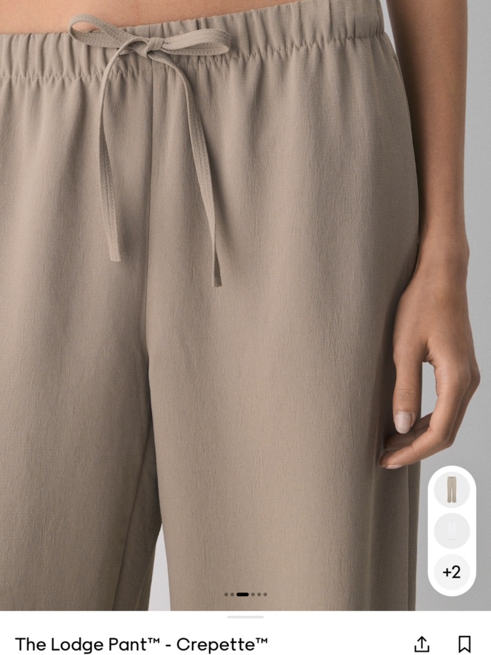 NWT Aritzia Crepette Lodge Pant, Nomad Taupe, XXS